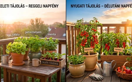 keleti és nyugati fekvésű erkély, balkon