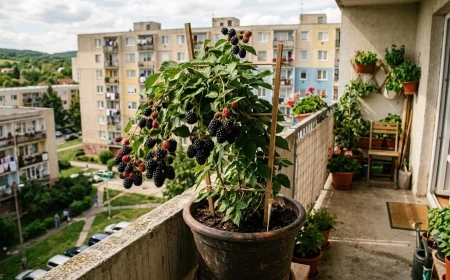 Tüskétlen szeder fajta – éretlen piros és érett fekete bogyók együtt a bokron