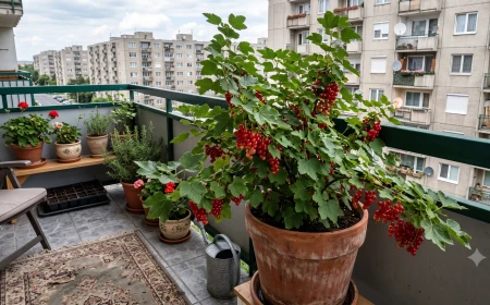 ribiszke cserépben, erkélyen termesztve és szüretelve
