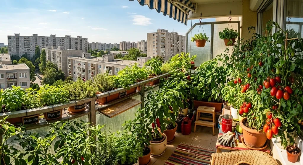 Erkélykert augusztusban csúcson – paradicsom, paprika, fűszerek egyszerre szüretelhető