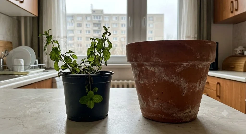 Bolti cserepes menta kis cserépben – miért hal meg olyan gyorsan otthon