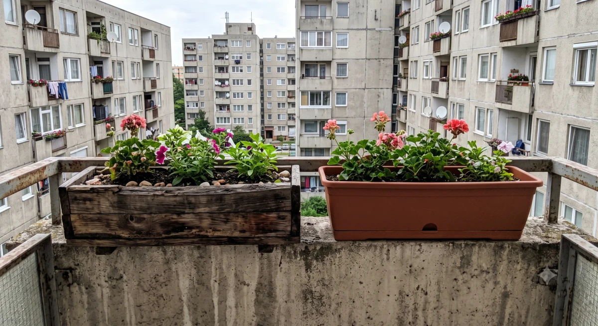 Erkélyláda anyagok összehasonlítása: fa, műanyag, fém vagy beton?