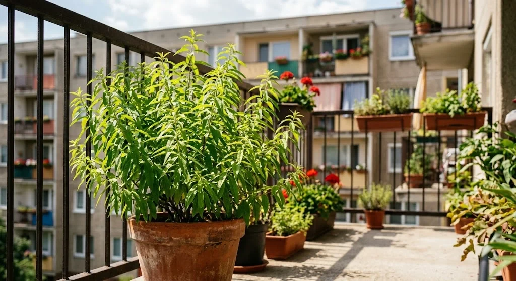 Citromverbéna termesztése cserépben az erkélyen