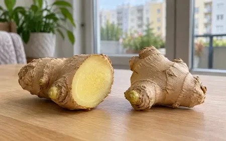 Gyömbérrizóma tiszta vágási felülettel és rügyekkel
