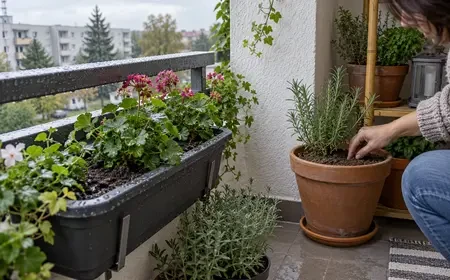 Eső után ellenőrzött cserepek egy fedett erkélyen